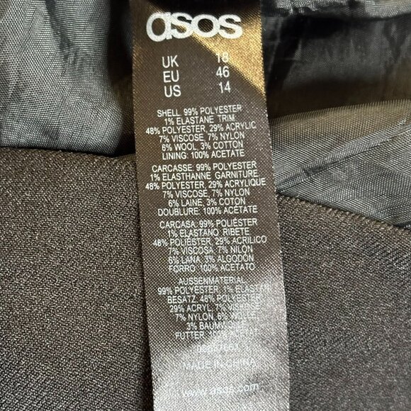 Asos Shift Dress Black Size 14 Red White Houndstooth Pockets Lined Zipper - Picture 8 of 8